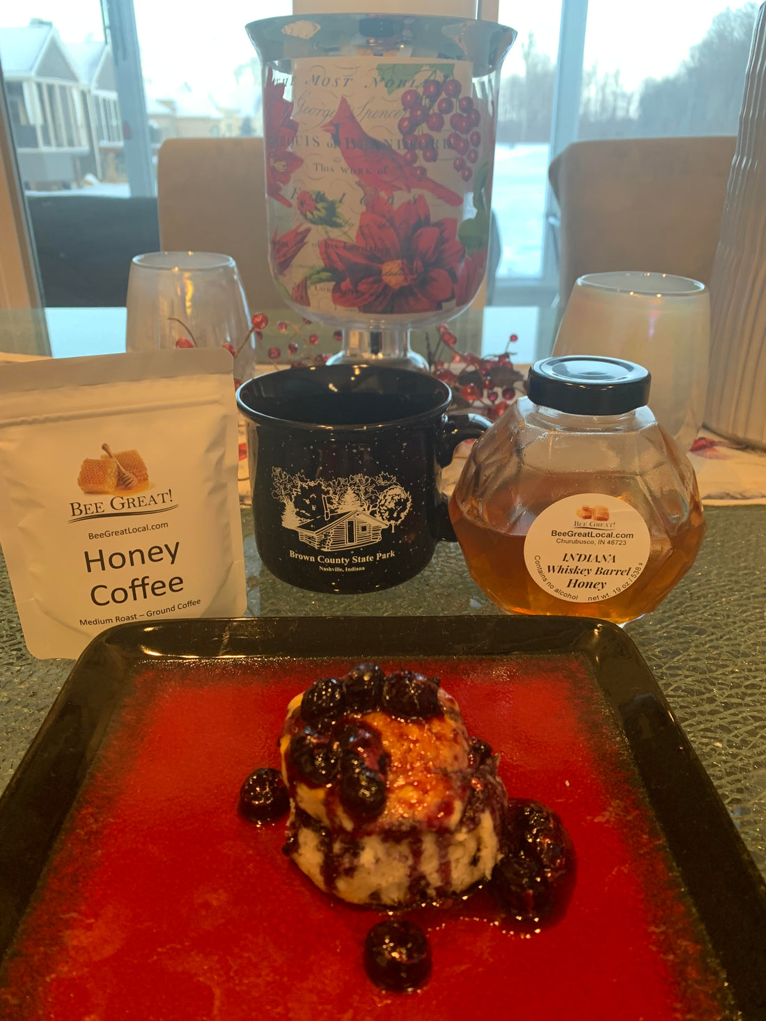 Blueberry Biscuits with Indiana Whiskey Barrel Honey