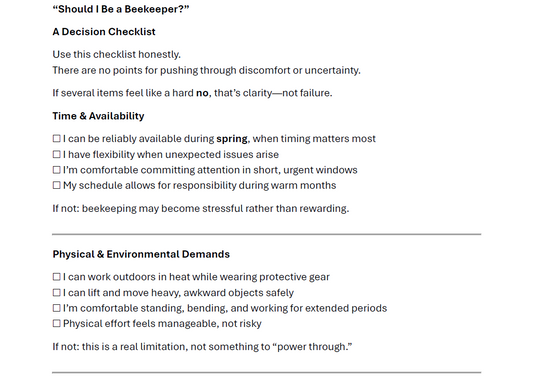 checklist inside should i be a beekeeper decision guide