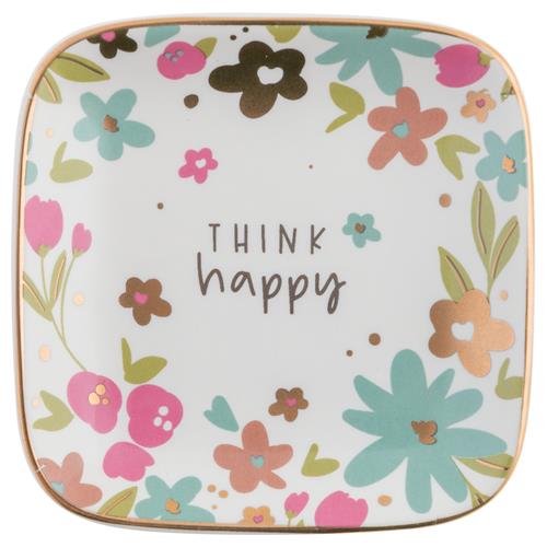 Think Happy Square Trinket Tray