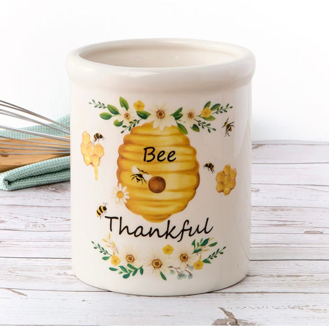 Bee Thankful Utensil Crock