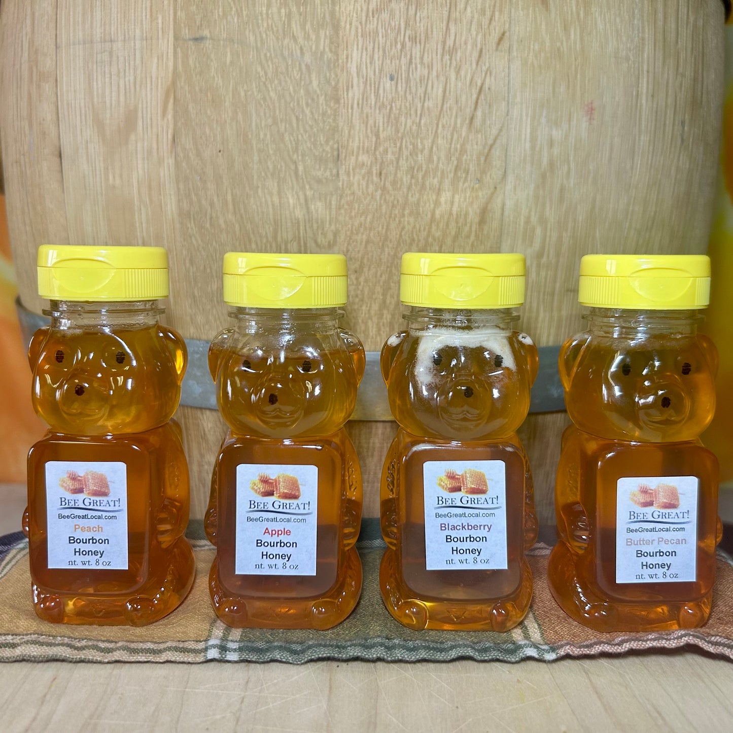 Cases of Fruit and Bourbon Honey Bears 8 oz