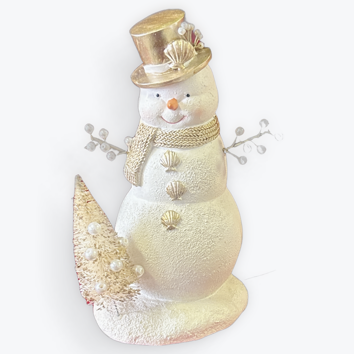 White and Gold Snowman Decor