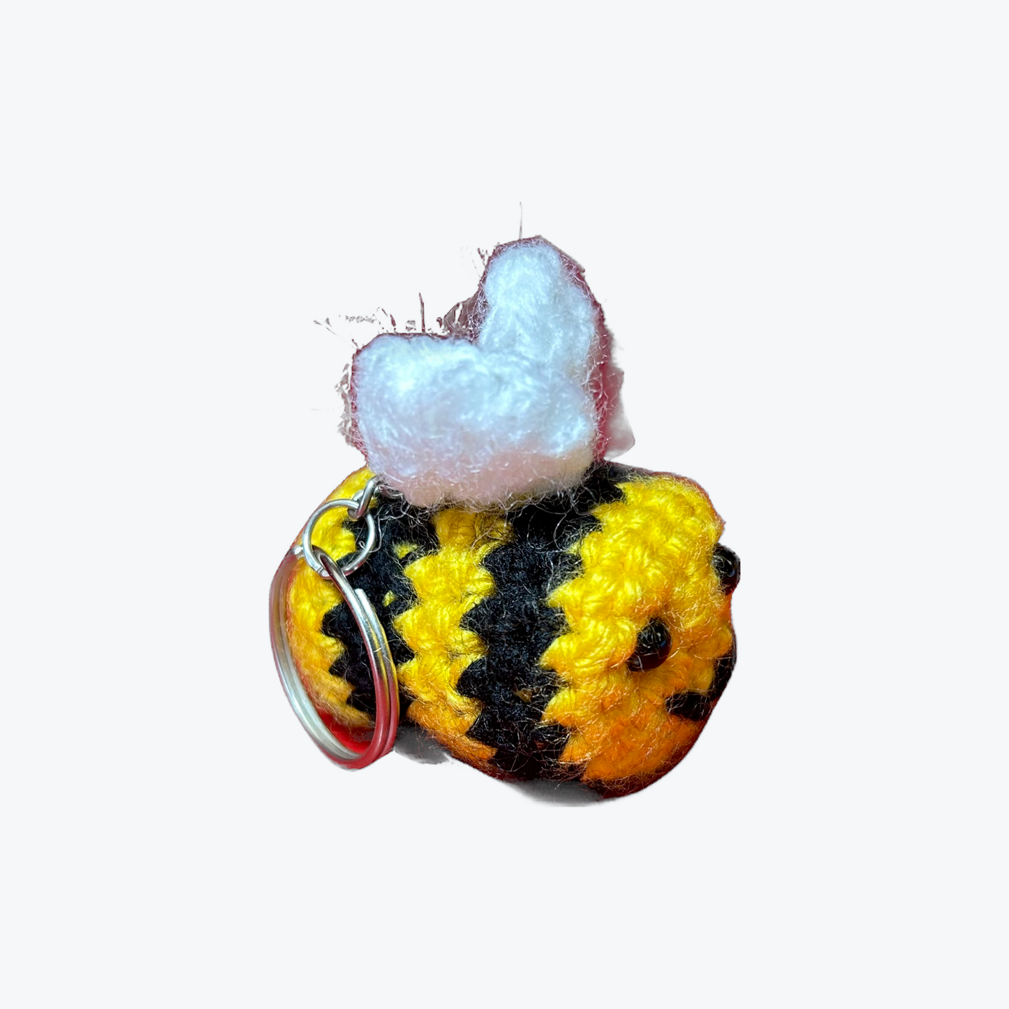 Small crochet bee plushie keychain
