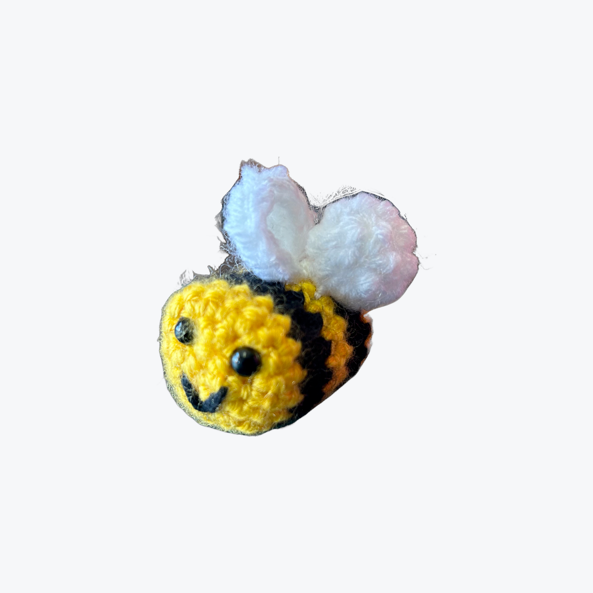 Small crochet bee plushie keychain