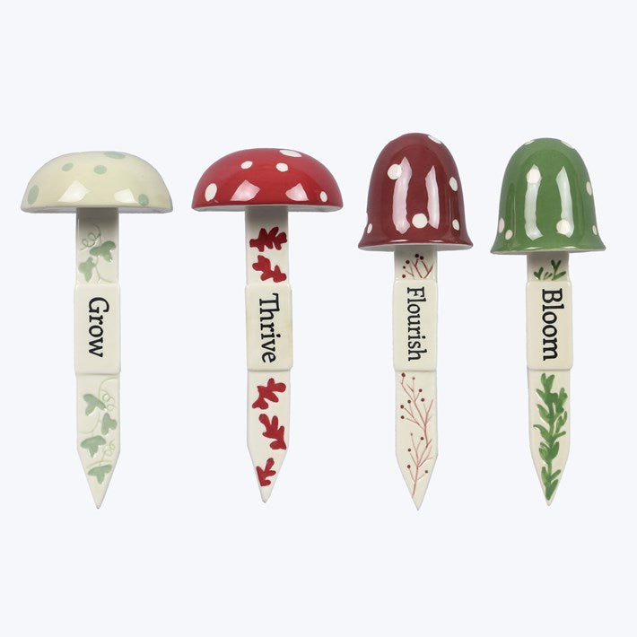 Stoneware Mushroom Plant Stake