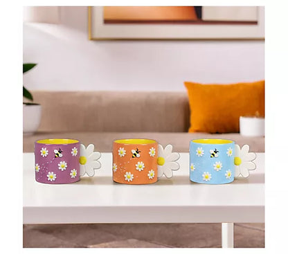 Ceramic Flower Mug Planter With Drainage Hole