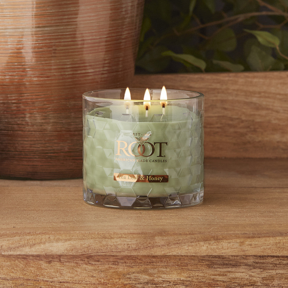 All Natural Beeswax Blend 12 oz Glass Honeycomb 3 Wick Candle