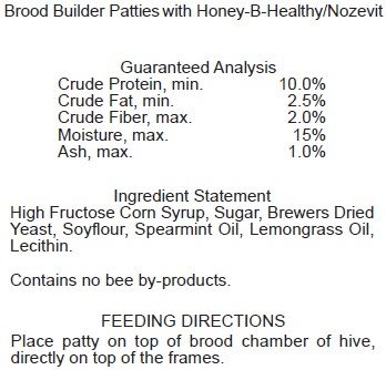artificial pollen: brood builder patties with honey b healthy & nozevit