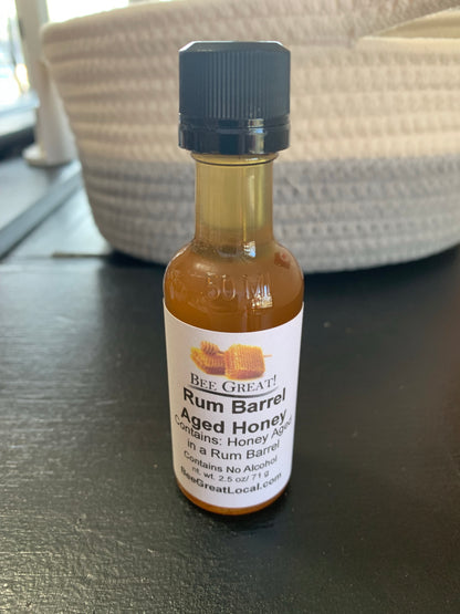 traveling size bottle rum barrel honey