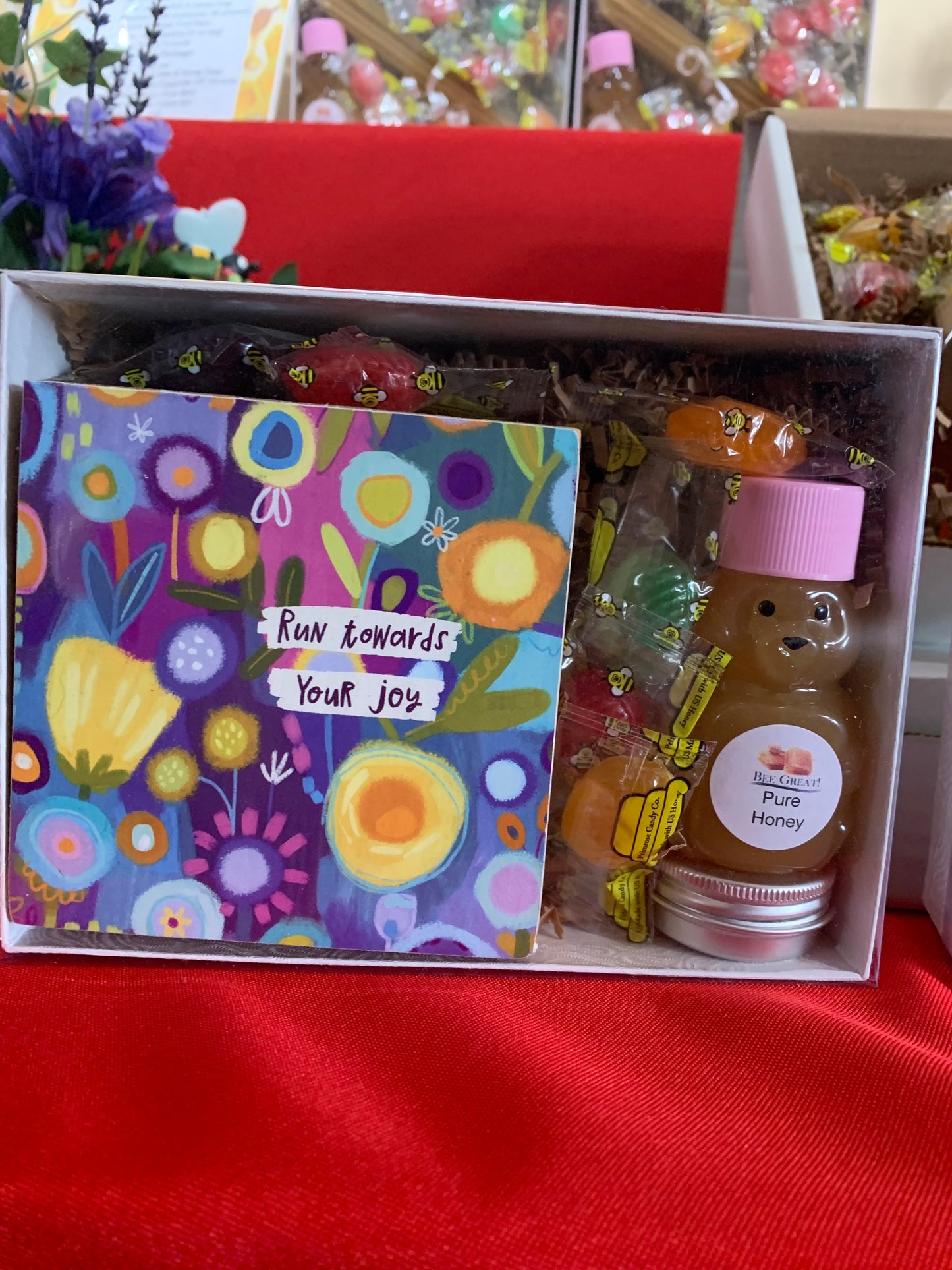 Gift Boxes with Flower and Bee Signs