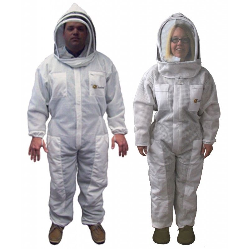 beekeeping suit, tools, and gloves